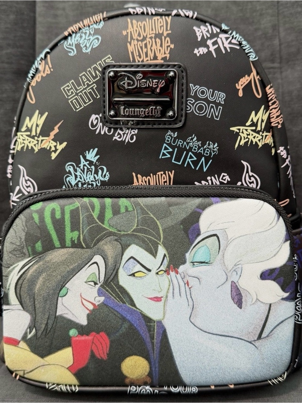 Disney Loungefly Villains Black Graphic Mini Backpack